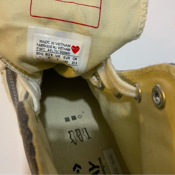 Converse Comme des Garçons PLAY x Chuck High Tops Grey men’s 7/ women’s 9 - Picture 11 of 11